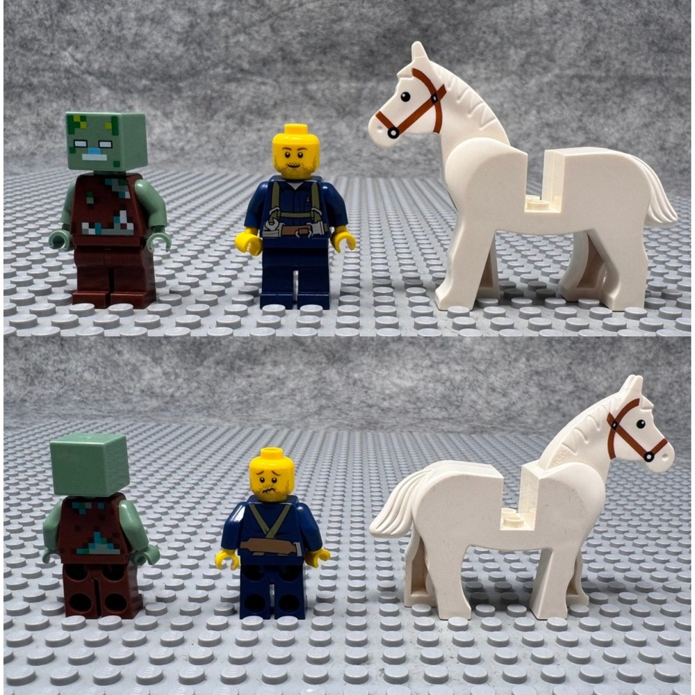 LEGO Minifigures Lot Minecraft Zombie City Mechanic White Horse Blue Brown White